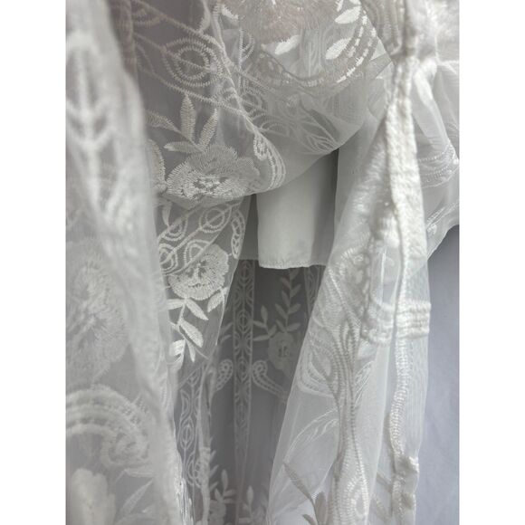 BOHO Beach Hut NWT Maxi White Embroidered Dress Lace Crochet Long Bohemian M - Picture 7 of 12
